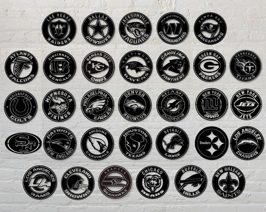 Bundle National Football League All 32 NFL Teams Badge Shield Single Layer Laser Cut files svg dxf ai eps png jpg pdf