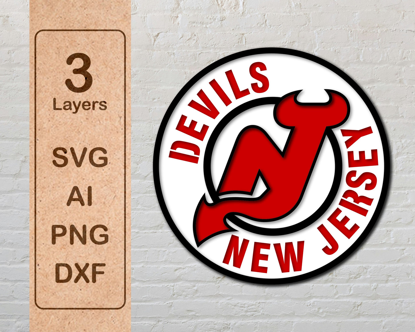 New Jersey Devils Layered Laser Cut files svg dxf ai png