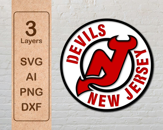 New Jersey Devils Layered Laser Cut files svg dxf ai png