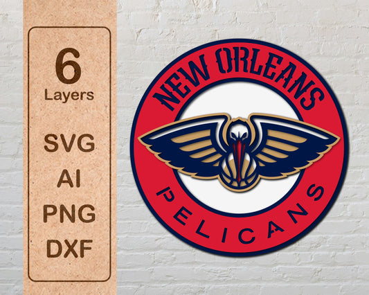 New Orleans Pelicans NBA Teams Design Logo Multi Layer Laser Cut files svg dxf ai png