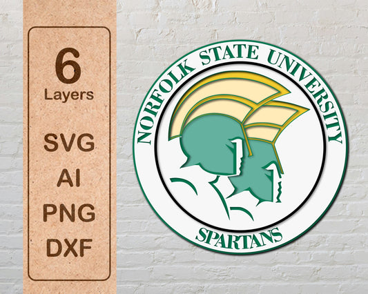 Norfolk University State Spartans Football Team Design Logo Multilayer Laser Cut files svg dxf ai png