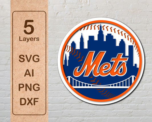 New York Mets Layered Laser Cut files