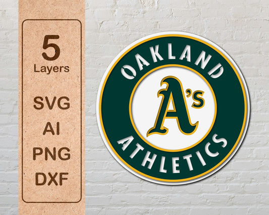 Oakland Athletics Designed Logo Multi Layer Laser Cut files svg dxf ai png