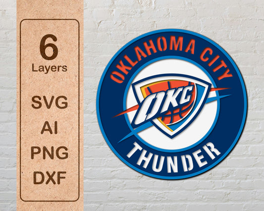 Oklahoma City Thunder NBA Teams Design Logo Multi Layer Laser Cut files svg dxf ai png