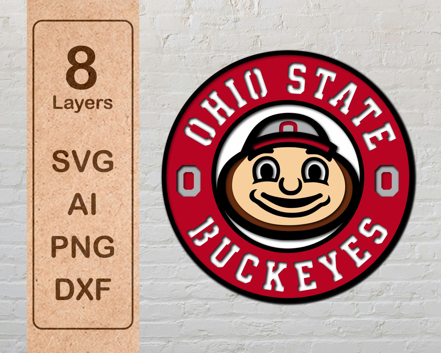 Ohio State Buckeyes NCAA Football Team Design Logo Multilayer Laser Cut files svg dxf ai png