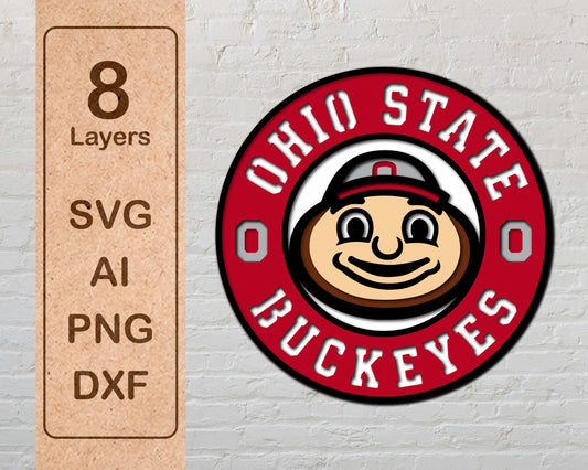 Ohio State Buckeyes NCAA Football Team Design Logo Multilayer Laser Cut files svg dxf ai png
