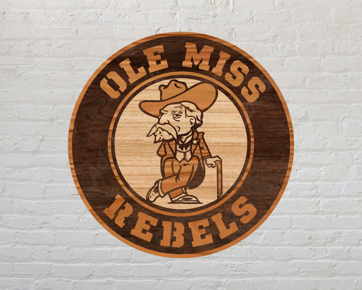 Ole Miss Rebels NCAA Football Team Design Logo Multilayer Laser Cut files svg dxf ai png