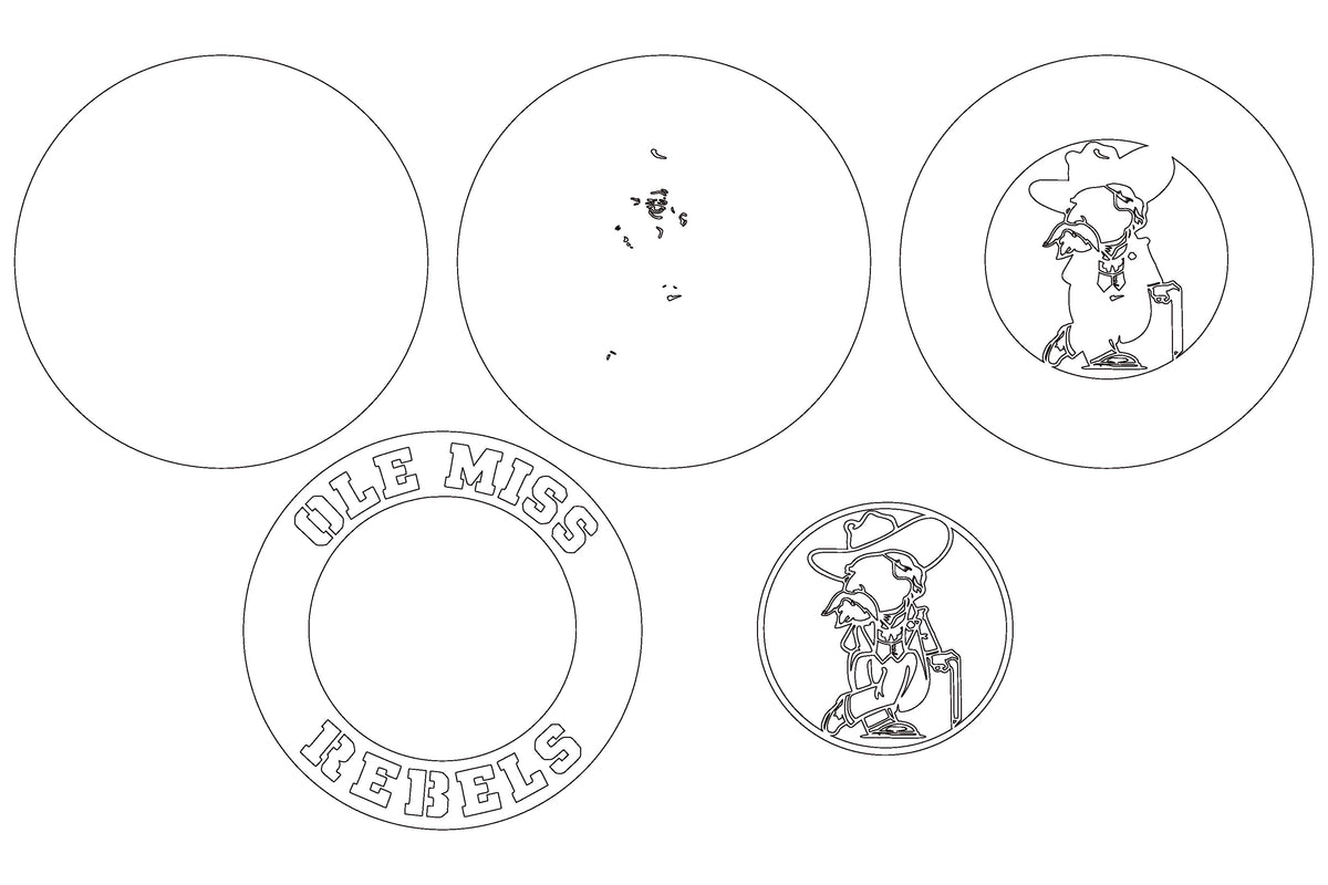 Ole Miss Rebels NCAA Football Team Design Logo Multilayer Laser Cut files svg dxf ai png