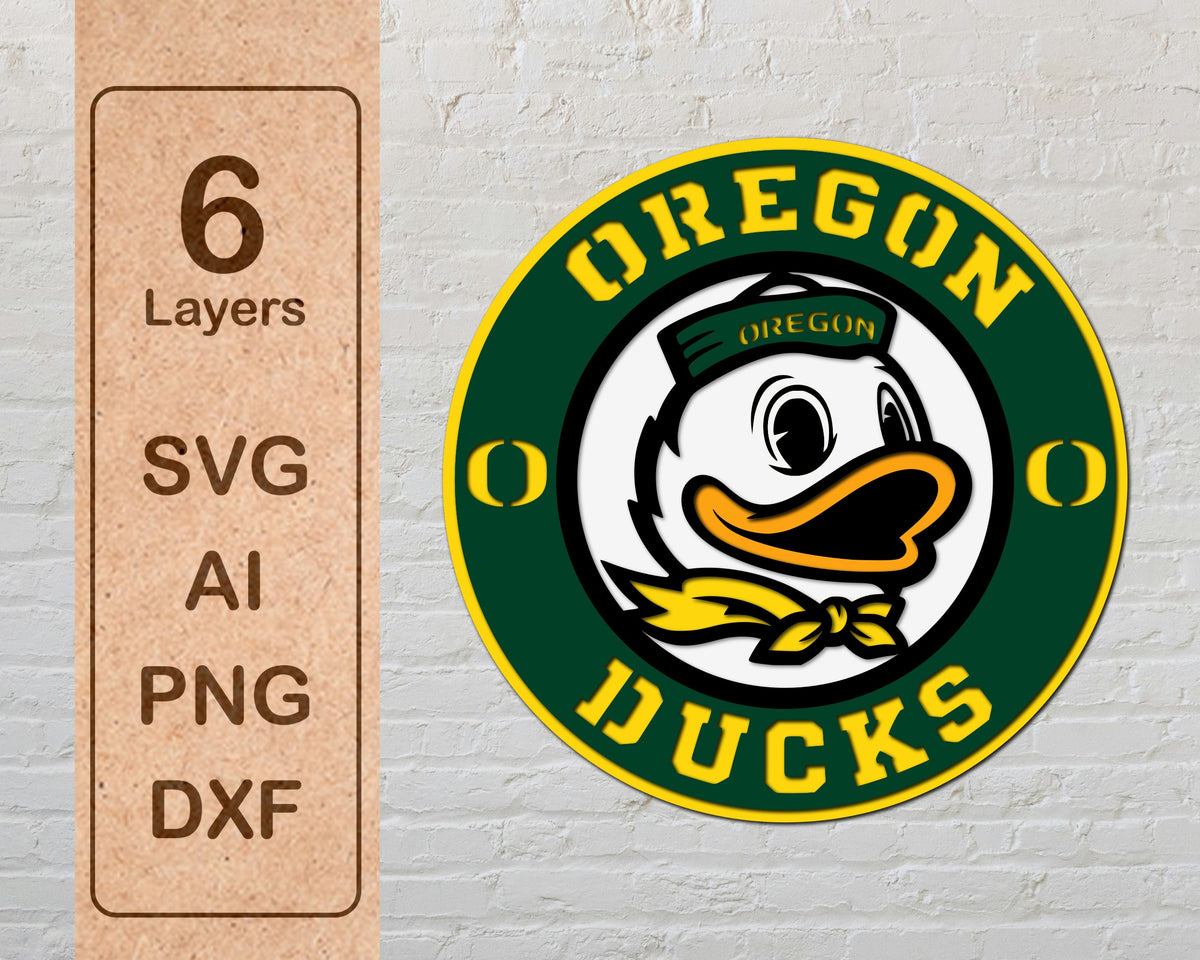 Oregon Ducks NCAA Football Team Design Logo Multilayer Laser Cut files svg dxf ai png