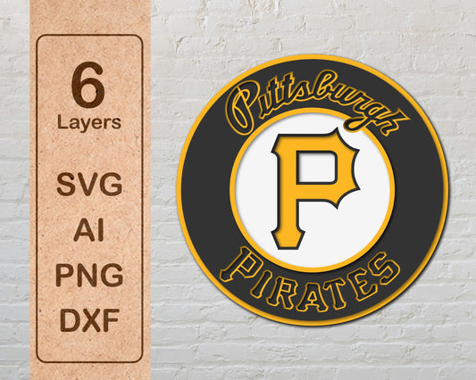 Pittsburgh Pirates MLB Teams Designed Logo Multi Layer Laser Cut files svg dxf ai png