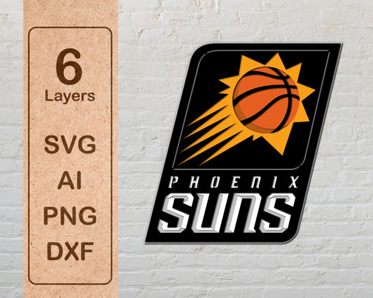 Phoenix Suns NBA Teams Design Logo Multi Layer Laser Cut files svg dxf ai png