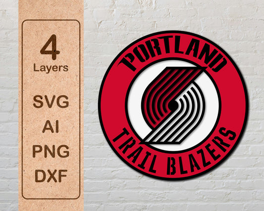 Portland Trail Blazers NBA Teams Design Logo Multi Layer Laser Cut files svg dxf ai png