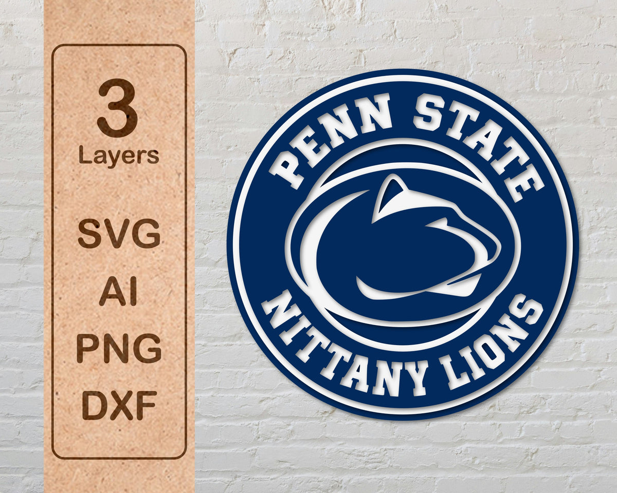 Penn State Nittany Lions NCAA Football Team Design Logo Multilayer Laser Cut files svg dxf ai png