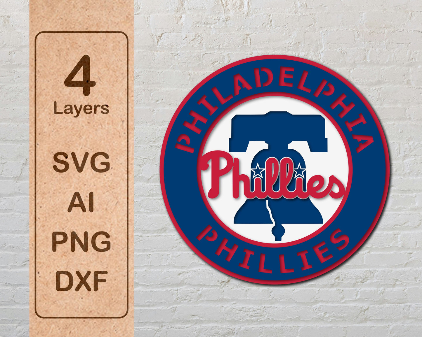 Philadelphia Phillies Designed Logo Multi Layer Laser Cut files svg dxf ai png