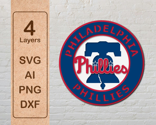 Philadelphia Phillies Designed Logo Multi Layer Laser Cut files svg dxf ai png
