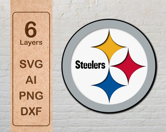 Pittsburgh Steelers Layered Laser Cut files svg dxf ai png