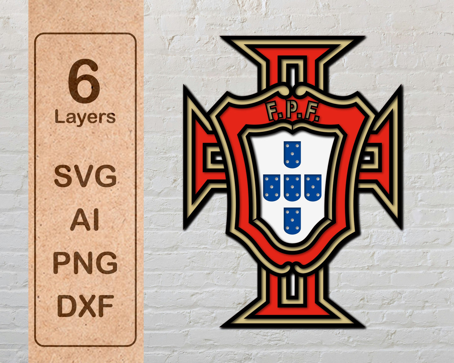 Portugal National Football Team Badge Shield Metal Laser Cut files svg dxf ai png jpg pdf eps