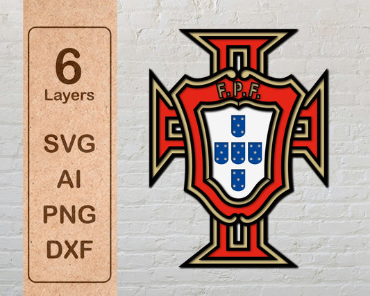 Portugal National Football Team Multi Layer Laser Cut files ai png svg dxf