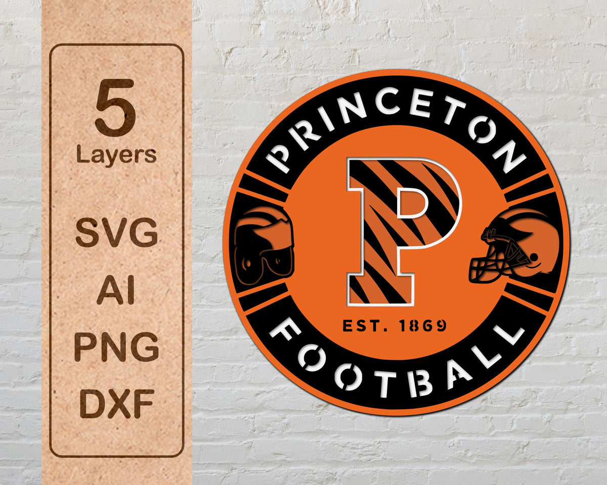 Princeton Football NCAA Football Team Design Logo Multilayer Laser Cut files svg dxf ai png