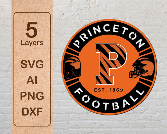 Princeton Football NCAA Football Team Design Logo Multilayer Laser Cut files svg dxf ai png