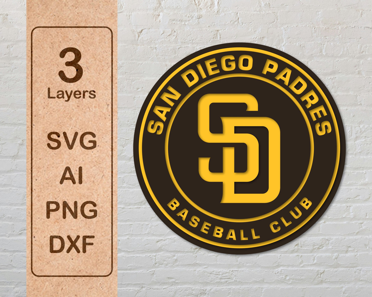 San Diego Padres MLB Teams Designed Logo Multi Layer Laser Cut files svg dxf ai png