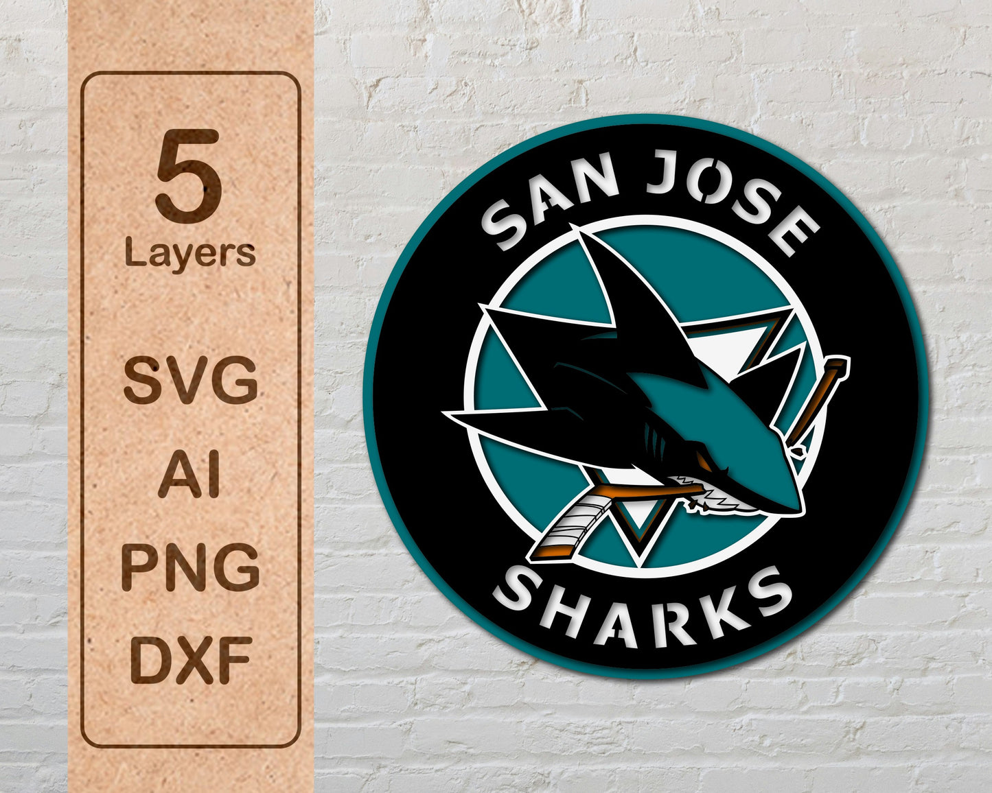 San Jose Sharks NHL Teams Designed Logo Multi Layer Laser Cut files svg dxf ai png