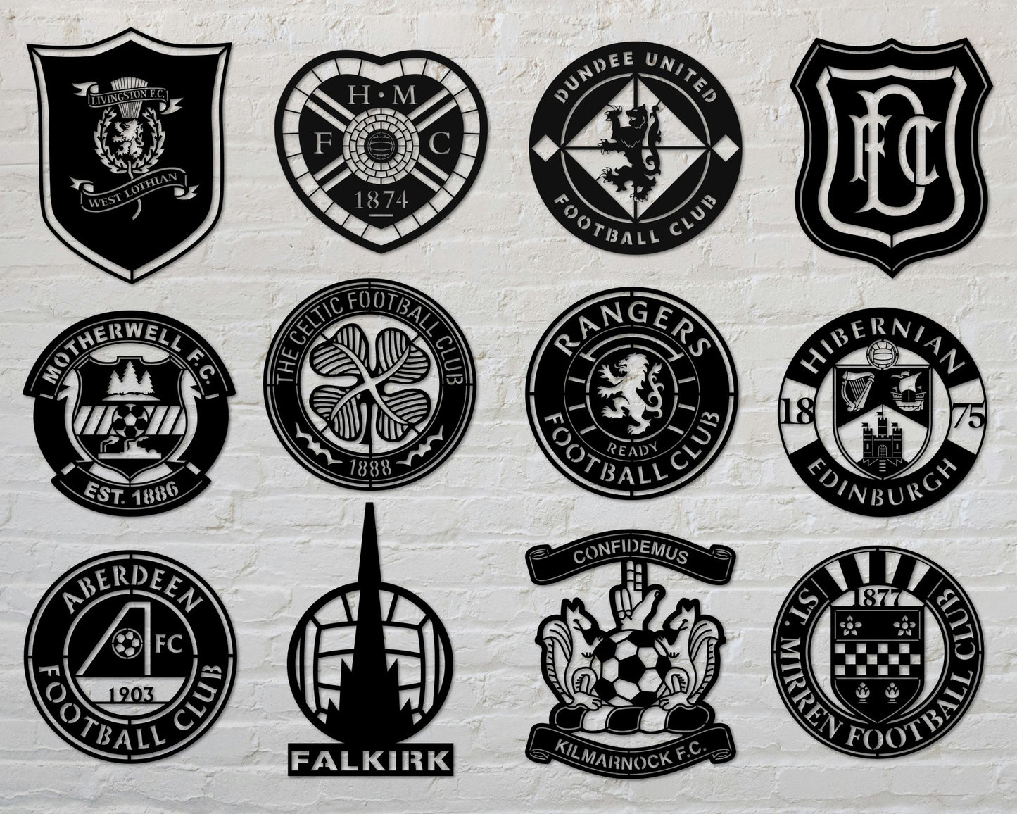 Bundle Scottish Premiership Football Club Badge Shield Single Layer Laser Cut files svg dxf ai eps png jpg pdf