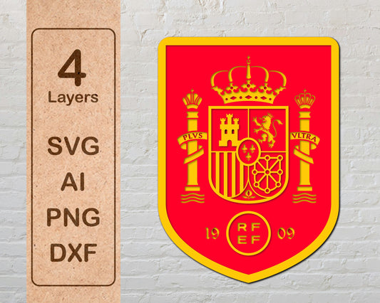Spain National Football Team Multi Layer Laser Cut files ai png svg dxf