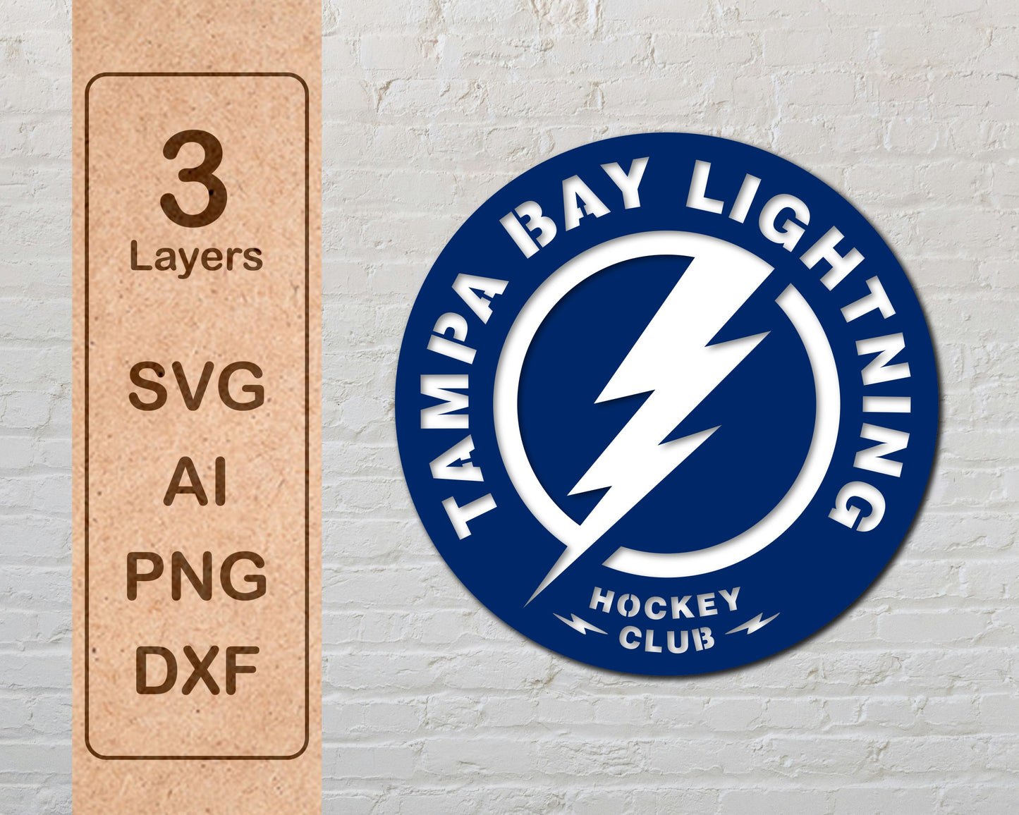Tampa Bay Lightning NHL Teams Designed Logo Multi Layer Laser Cut files svg dxf ai png
