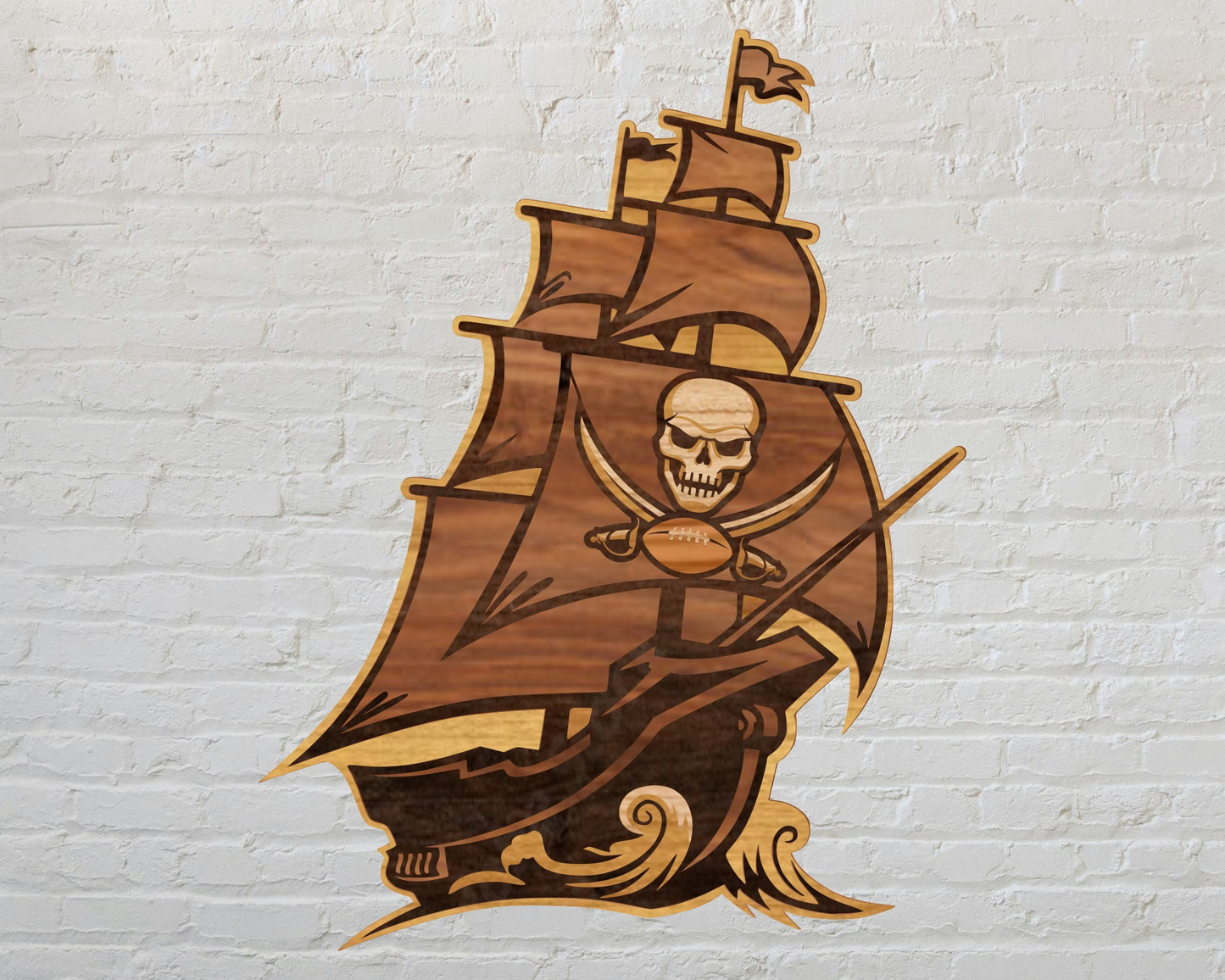 Tampa Bay Buccaneers With Ship NFL Team Design Logo Multilayer Laser Cut files svg dxf ai png
