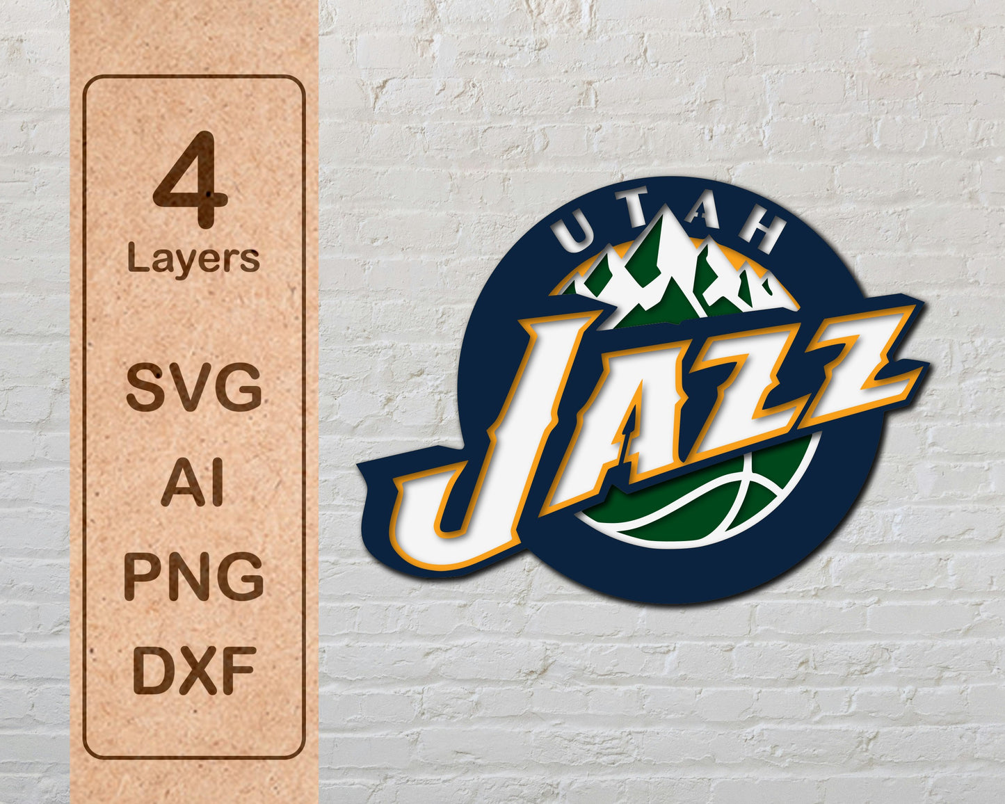 Utah Jazz NBA Teams Design Logo Multi Layer Laser Cut files svg dxf ai png
