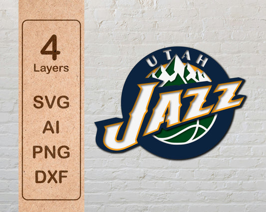 Utah Jazz NBA Teams Design Logo Multi Layer Laser Cut files svg dxf ai png