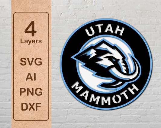 Utah Mammoth NHL Teams Designed Logo Multi Layer Laser Cut files svg dxf ai png