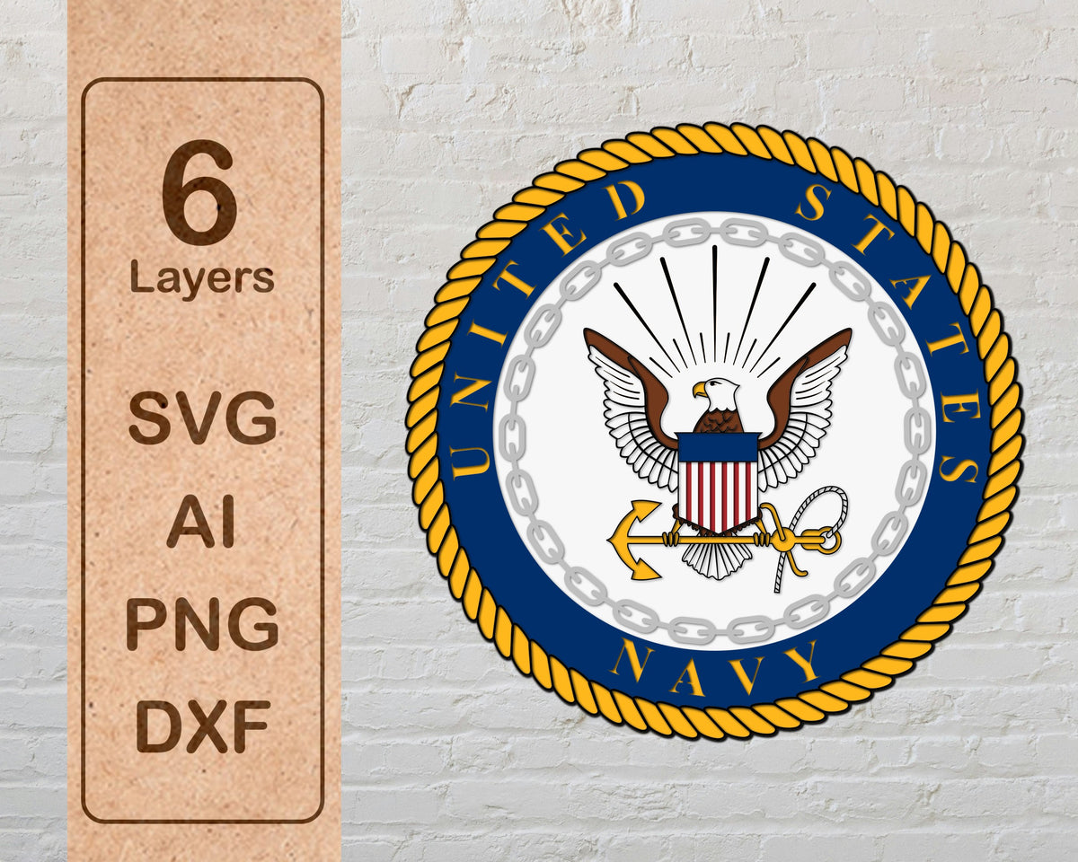 United States Navy Design Logo Multilayer Laser Cut files svg dxf ai png