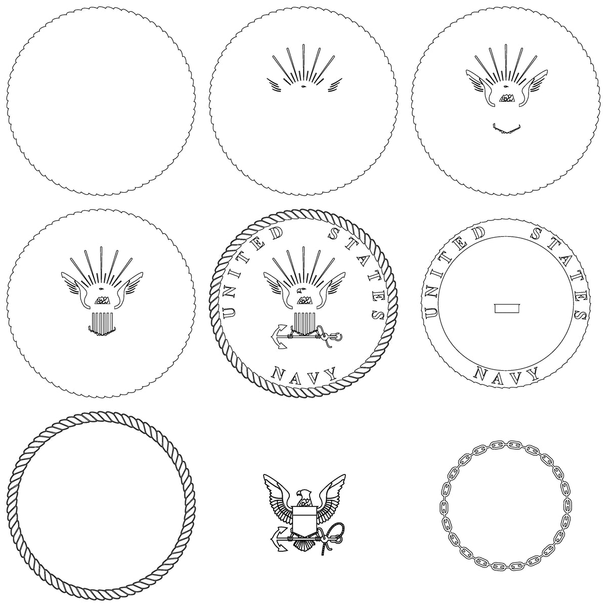 United States Navy Design Logo Multilayer Laser Cut files svg dxf ai png