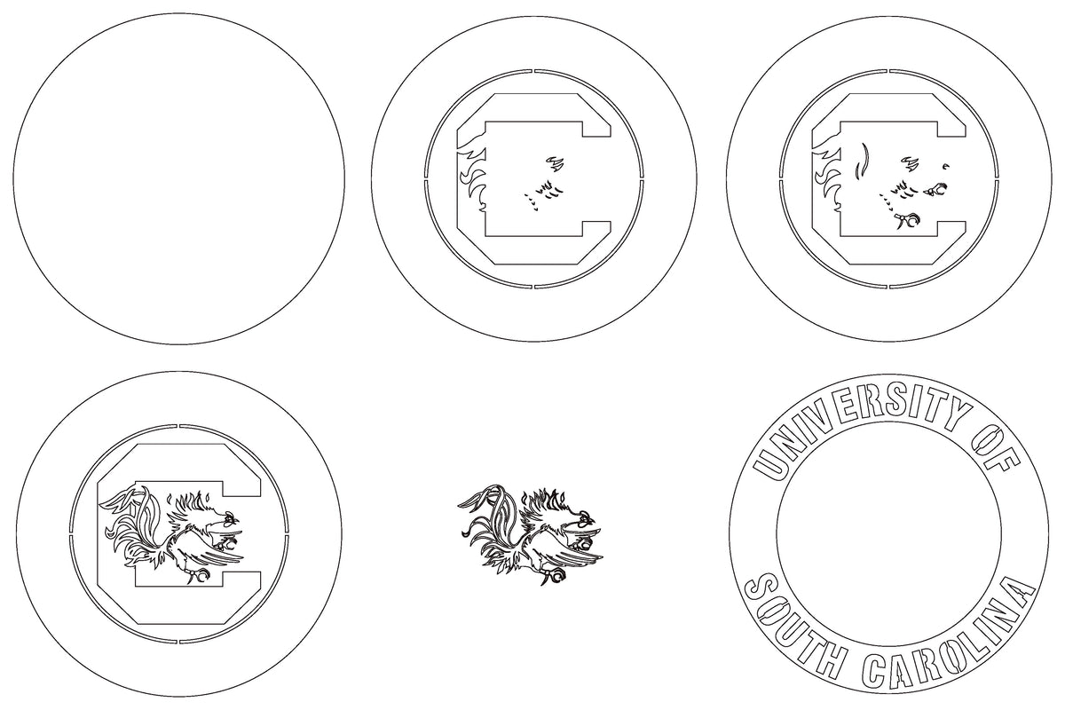 South Carolina Gamecocks NCAA Football Team Design Logo Multilayer Laser Cut files svg dxf ai png