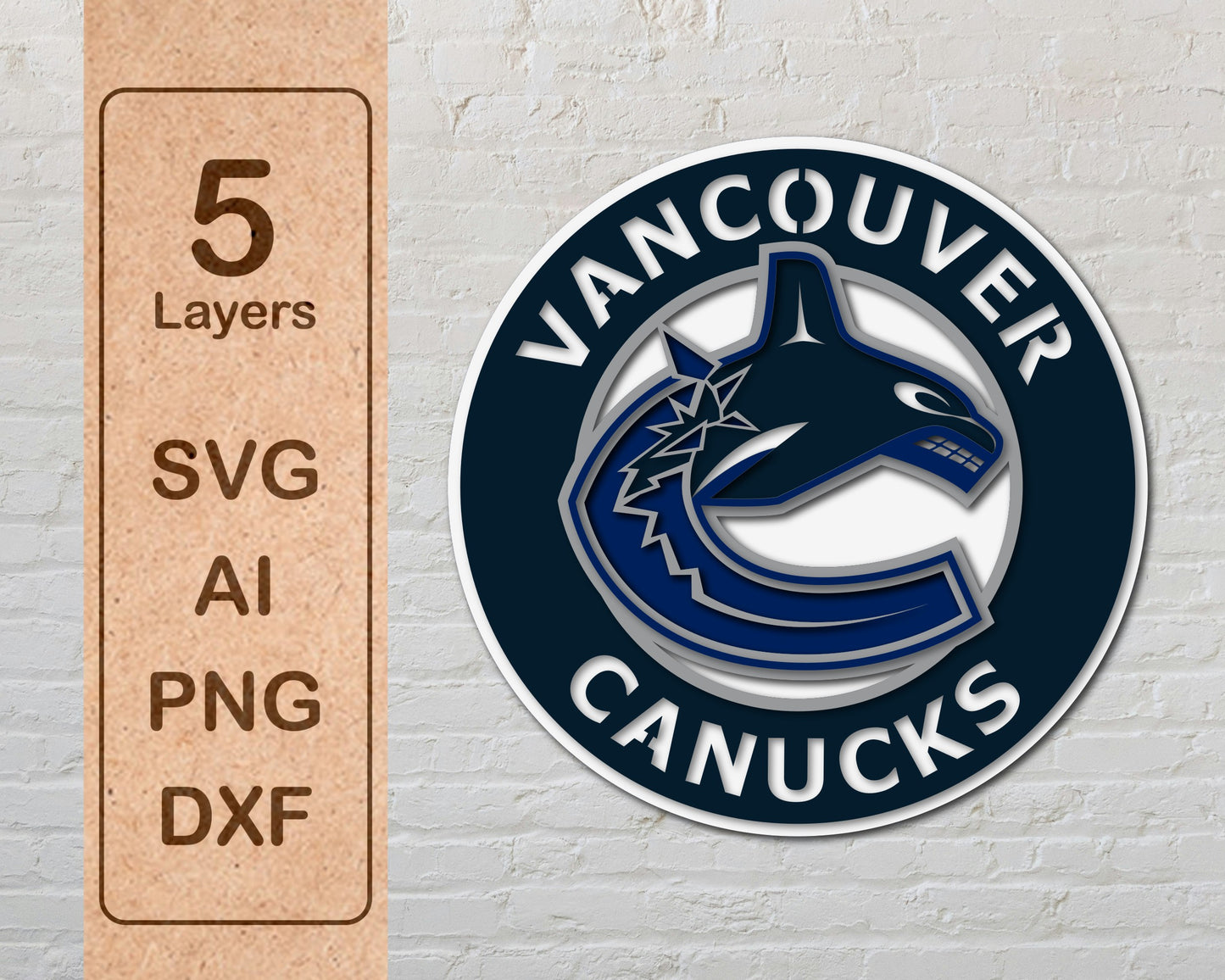 Vancouver Canucks NHL Teams Designed Logo Multi Layer Laser Cut files svg dxf ai png