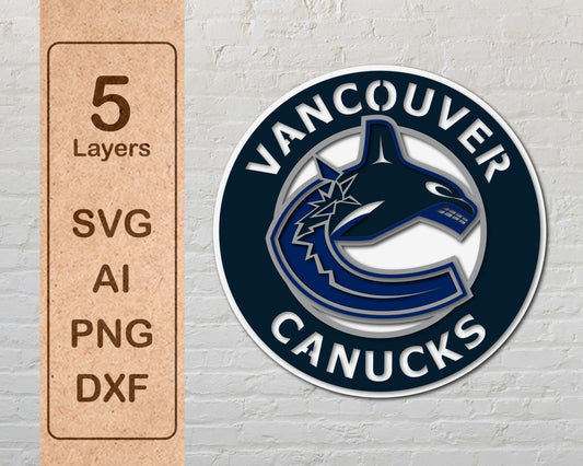 Vancouver Canucks NHL Teams Designed Logo Multi Layer Laser Cut files svg dxf ai png