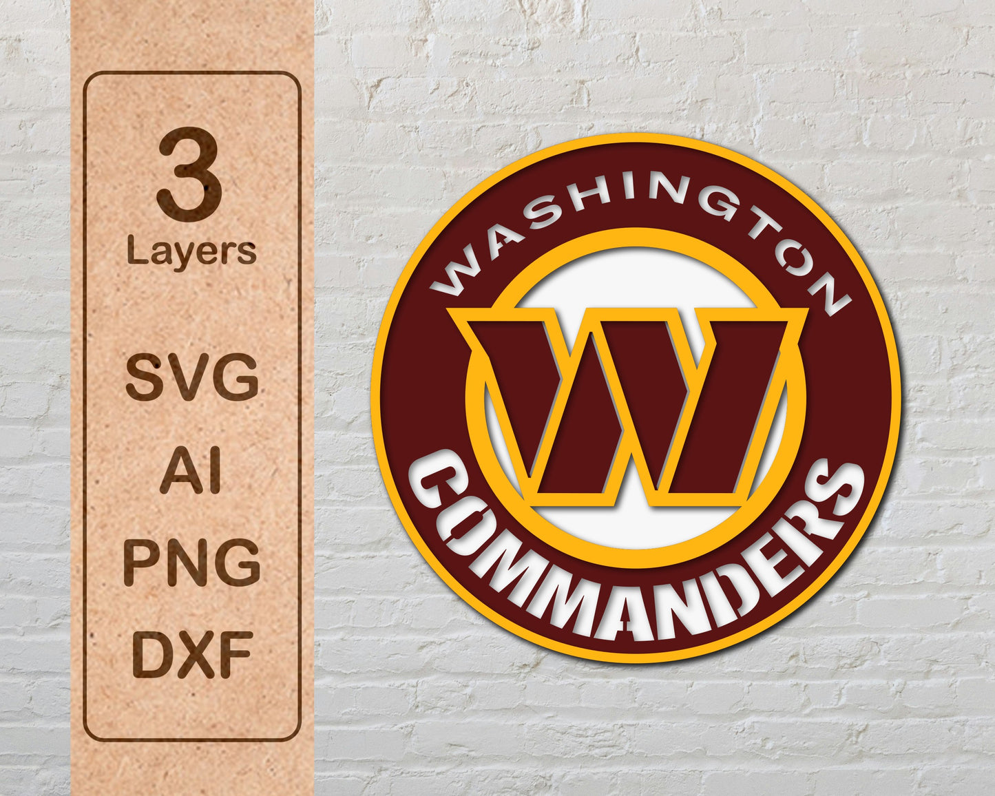 Washington Commanders Multi Layered Laser Cut files svg dxf ai png