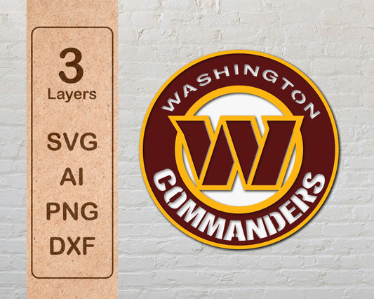 Washington Commanders Multi Layered Laser Cut files svg dxf ai png
