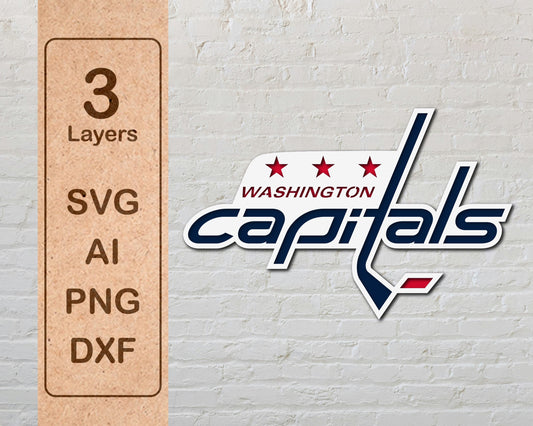 Washington Capitals NHL Teams Design Logo Multi Layer Laser Cut files svg dxf ai png