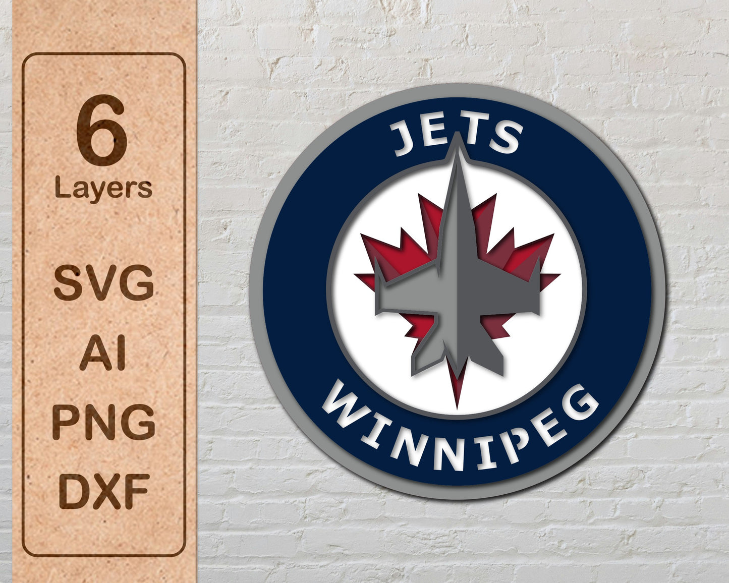 Winnipeg Jets NHL Teams Designed Logo Multi Layer Laser Cut files svg dxf ai png