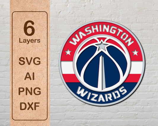 Washington Wizards NBA Teams Design Logo Multi Layer Laser Cut files svg dxf ai png