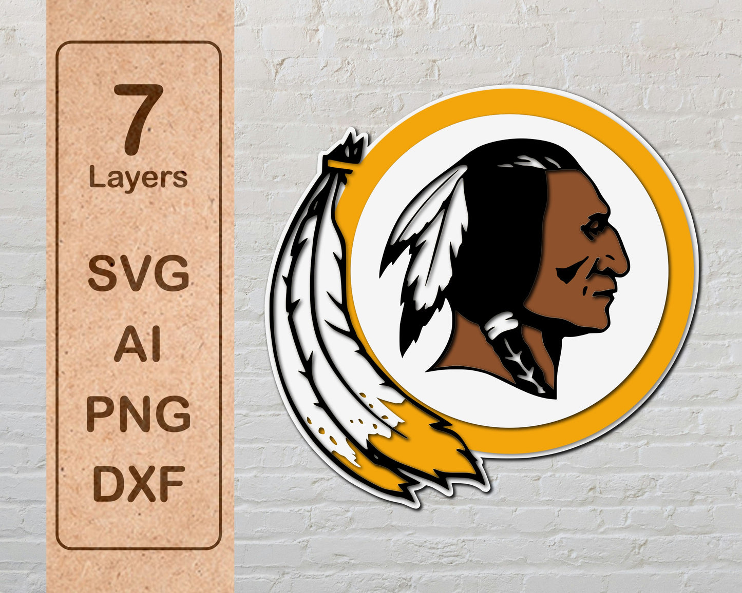 Washington Redskins Football Team Design Logo Multilayer Laser Cut files svg dxf ai png