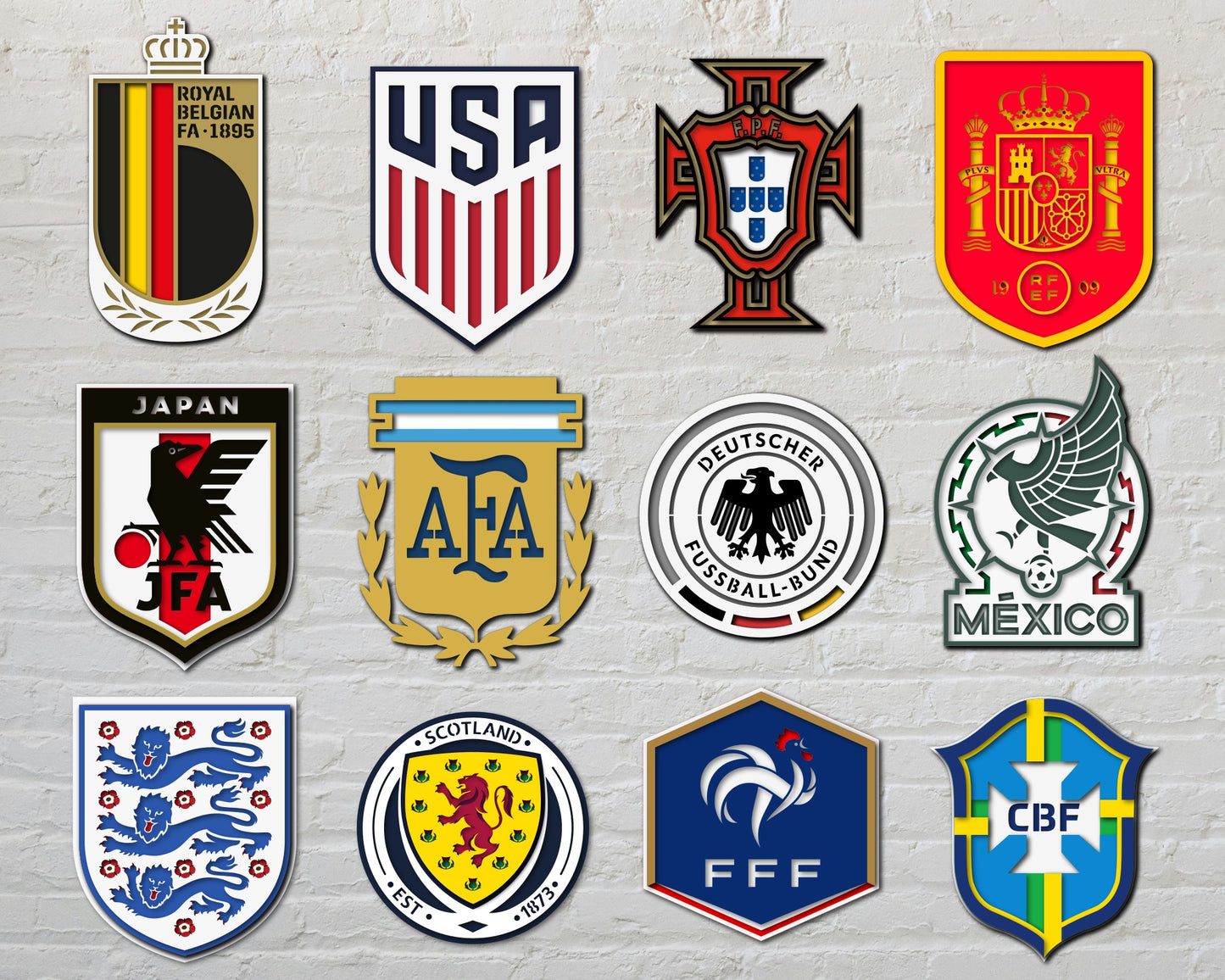 Bundle FIFA World Cup 2026 National Football Soccer Teams Logo Multi Layered Laser Cut files svg dxf ai png