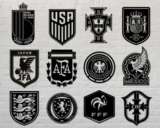Bundle FIFA World Cup 2026 National Football Soccer Teams Logo Badge Shield Single Layer Laser Cut files svg dxf ai eps png jpg pdf