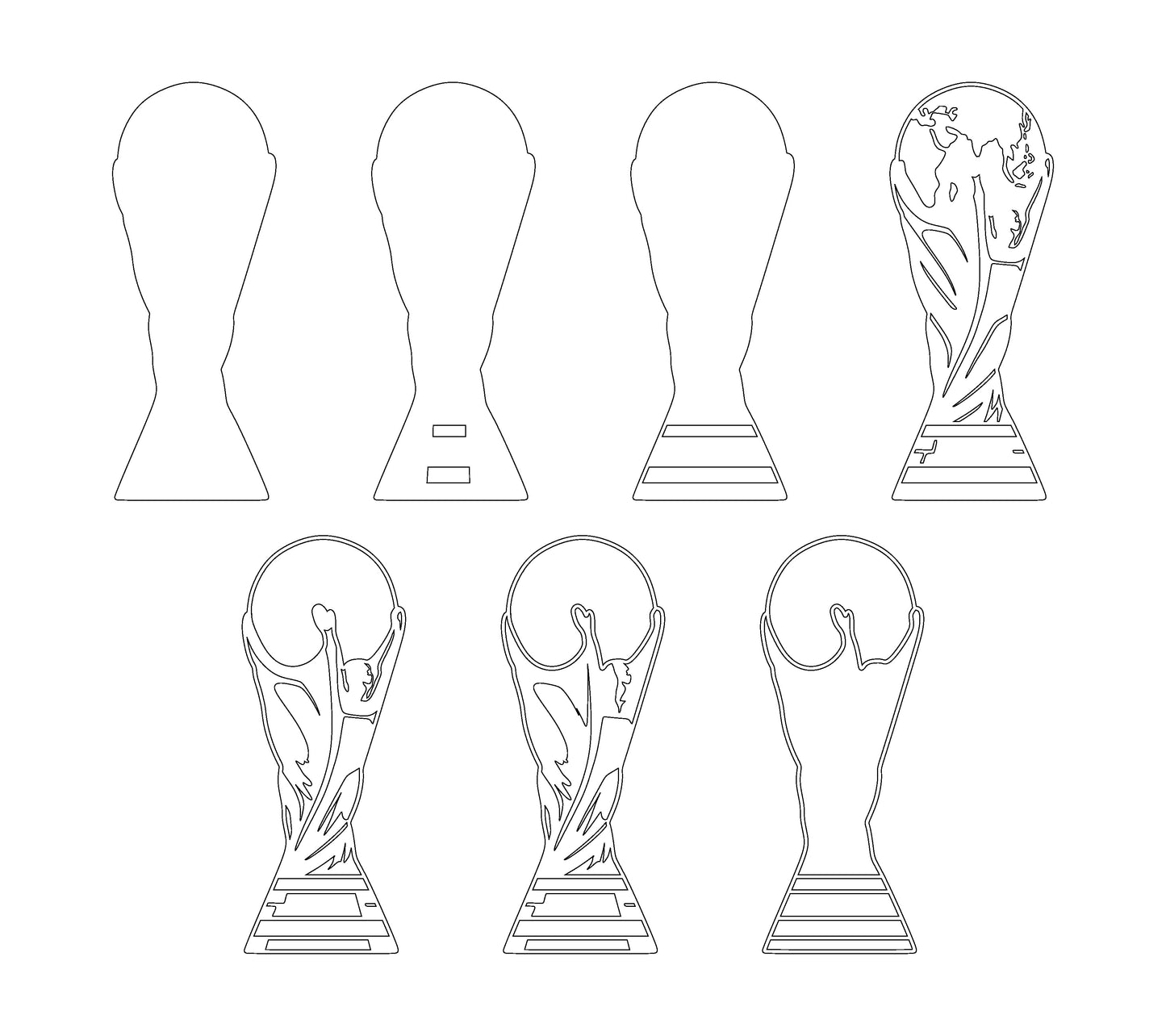 FIFA World Cup Trophy Multi Layer Laser Cut files ai png svg dxf
