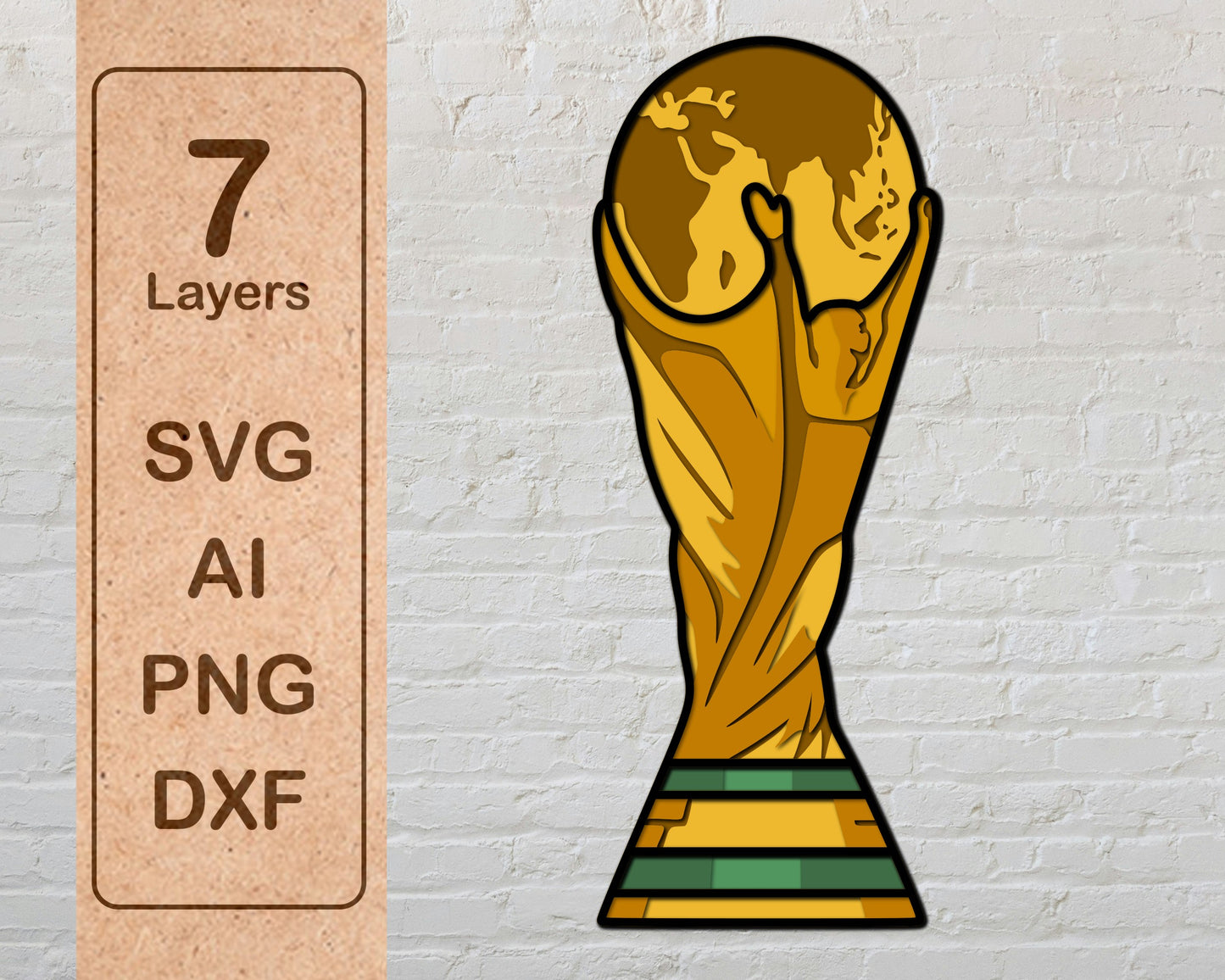 FIFA World Cup Trophy Multi Layer Laser Cut files ai png svg dxf