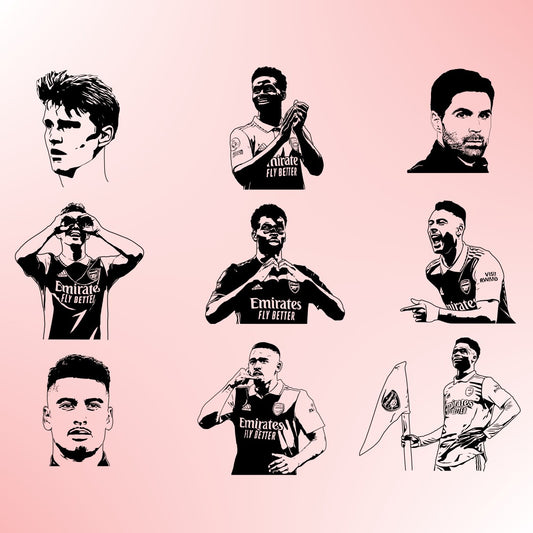 Arsenal FC Players Bundle Silhouette Vector Clipart Print files