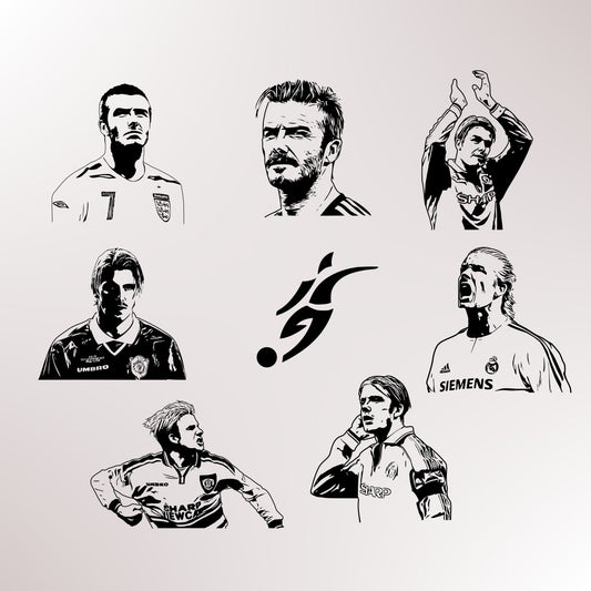 David Beckham with Logo Bundle Silhouette Vector Clipart Print files